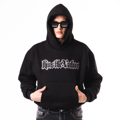 RHINESTONE LOGO HOODIE (Black)