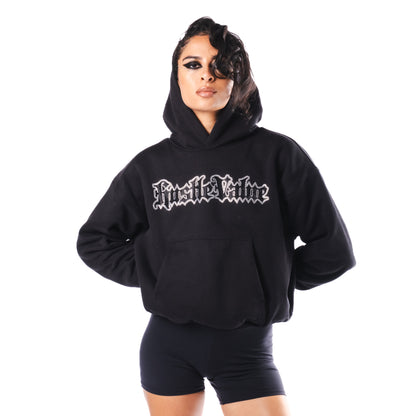 RHINESTONE LOGO HOODIE (Black)