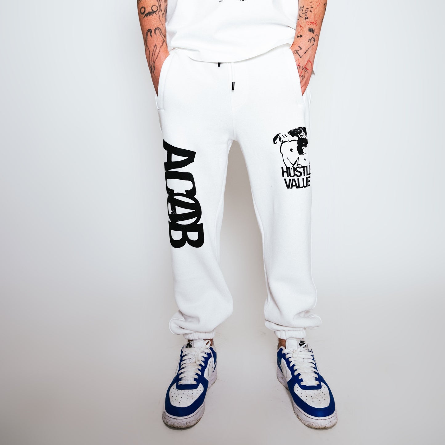 ACAB SWEATPANTS (White)