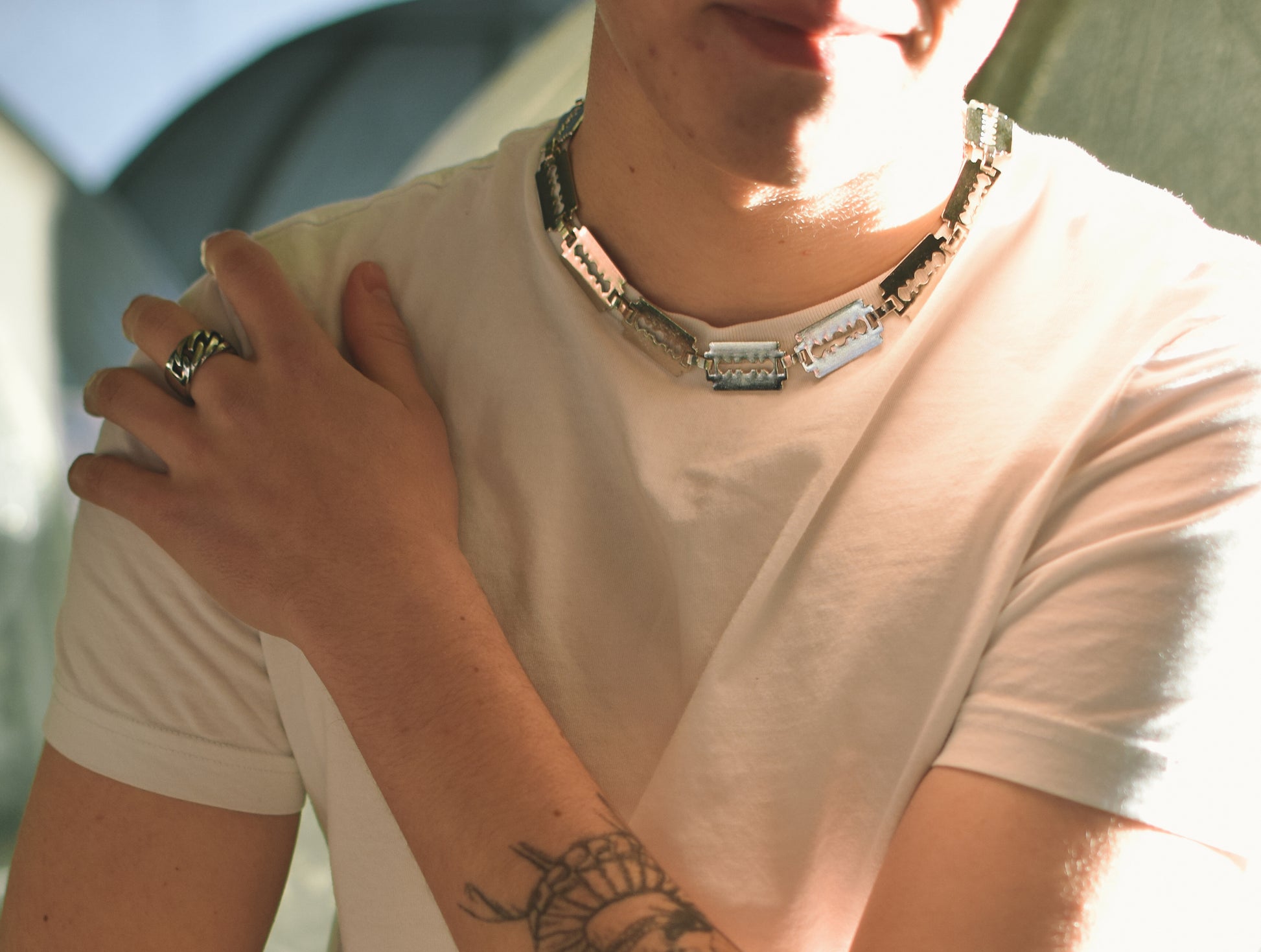 chain choker nahrdelnik řetěz retez řetízek retizek sensey hustlevalue streetwear na krk ziletka goth emo cool 